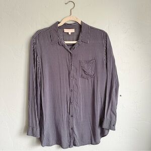Grand &‎ Greene | Women’s Blue White Striped Button Down Shirt Size Large EUC